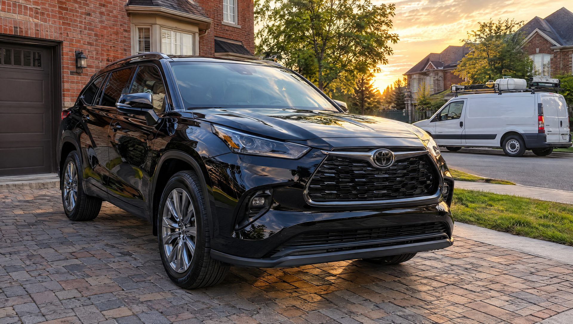 The same SUV after the detail, deep gloss